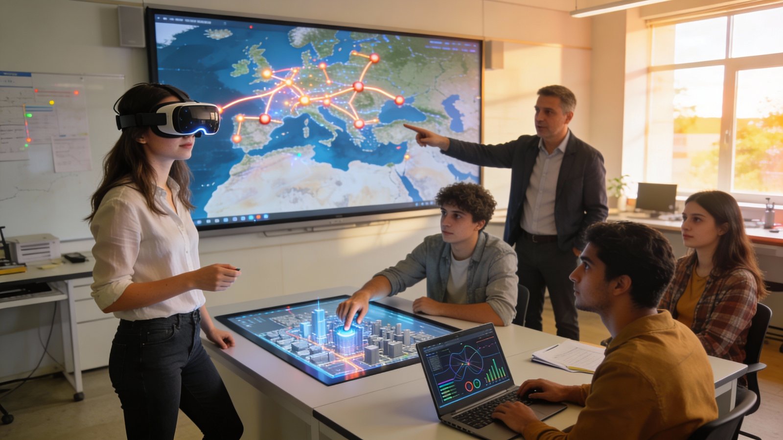 Sınırları aşan, yenilikçi bir eğitim vizyonunu temsil eden bir görsel